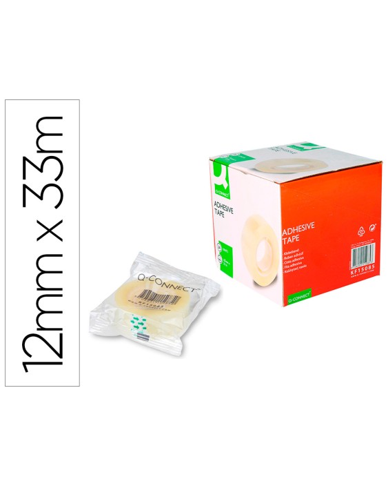 Cinta adhesiva q-connect transparente 33 m x 12 mm encelofanada
