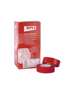 Cinta adhesiva apli 33 m x 19 mm color rojo