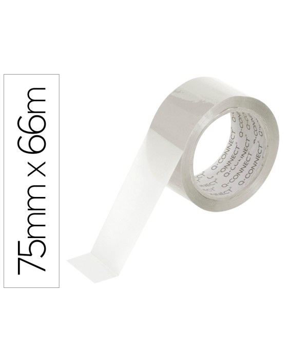 Cinta adhesiva q-connect polipropileno transparente 66 m x 75 mm para embalaje