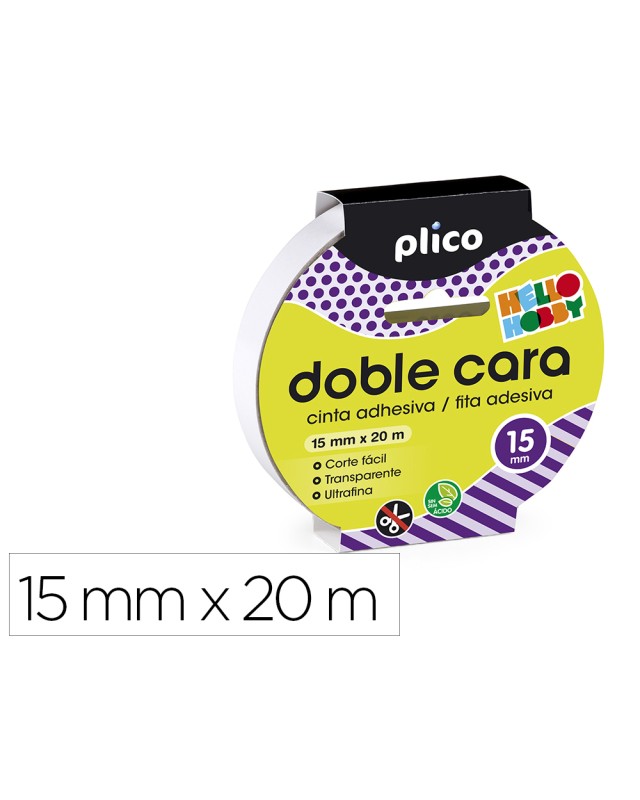 Cinta adhesiva plico doble cara 20 m x 15 mm