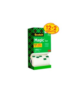 Cinta adhesiva scotch magic invisible 33 m x 19 mm pack de 14 unidades
