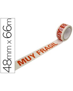 Cinta adhesiva polipropileno blanca impresion muy fragil para embalaje 66 m x 48 mm