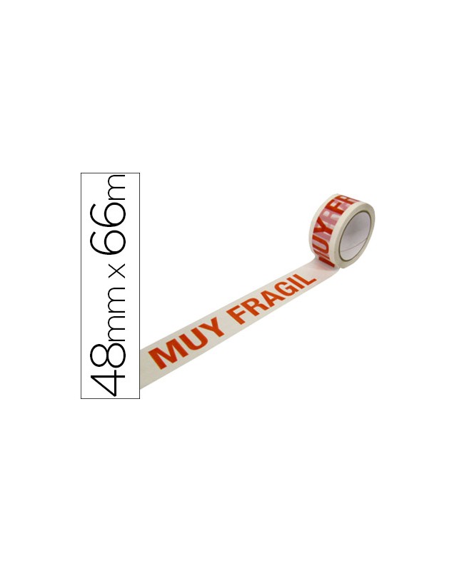Cinta adhesiva polipropileno blanca impresion muy fragil para embalaje 66 m x 48 mm