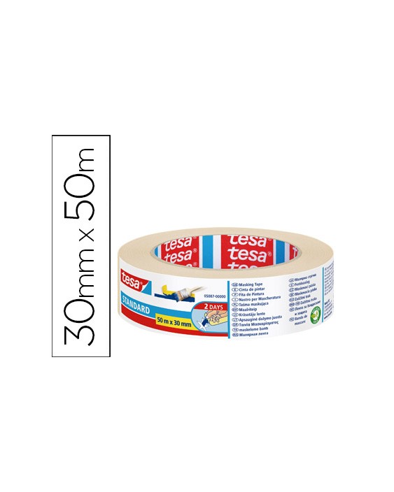 Cinta adhesiva tesa para pintor 50 m x 30 mm