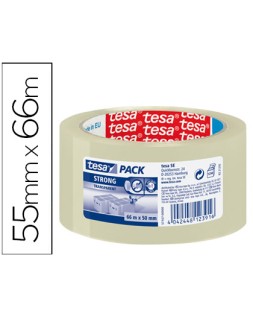 Cinta adhesiva tesa transparente strong 66 m x 50 mm para embalaje bajo ruido