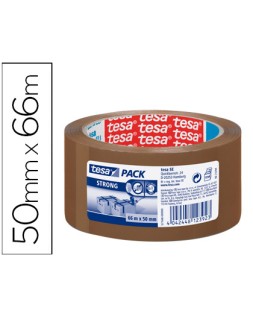 Cinta adhesiva tesa marron strong 66 m x 50 mm para embalaje bajo ruido