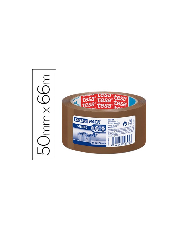 Cinta adhesiva tesa marron strong 66 m x 50 mm para embalaje bajo ruido