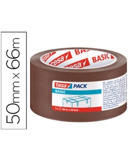 Cinta adhesiva tesa marron basic 66 m x 50 mm para embalaje