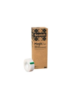 Cinta adhesiva scotch magic invisible eco 33 m x 19 mm pack de 9 unidades