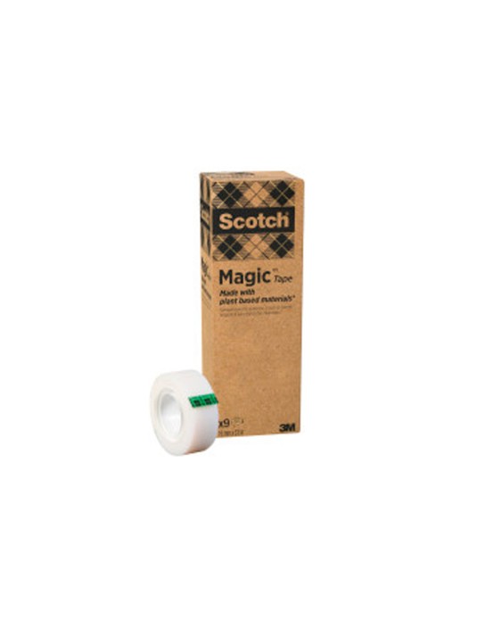 Cinta adhesiva scotch magic invisible eco 33 m x 19 mm pack de 9 unidades