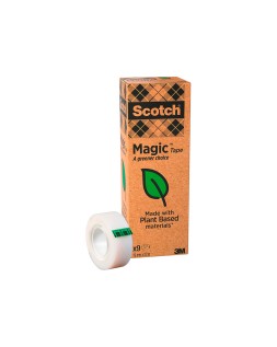 Cinta adhesiva scotch magic invisible eco 33 m x 19 mm pack de 9 unidades