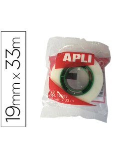 Cinta adhesiva apli 33 m x 19 mm invisible encelofanada individualmente