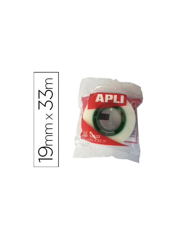 Cinta adhesiva apli 33 m x 19 mm invisible encelofanada individualmente