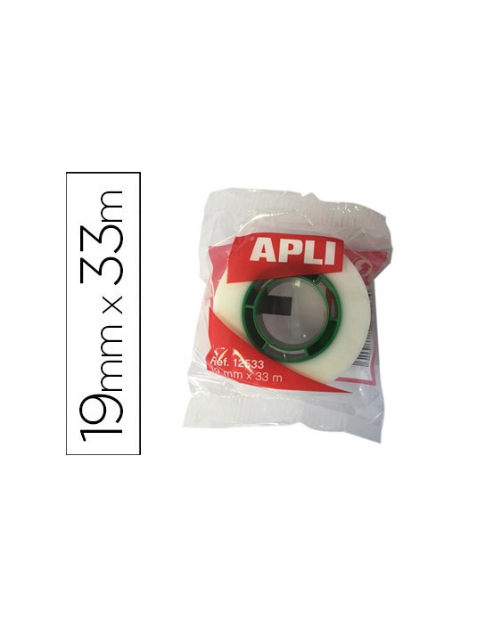Cinta adhesiva apli 33 m x 19 mm invisible encelofanada individualmente