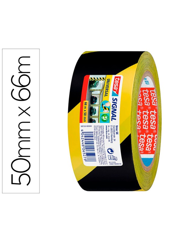 Cinta adhesiva tesa de seguridad amarilla y negra polipropileno 66 m x 50 mm