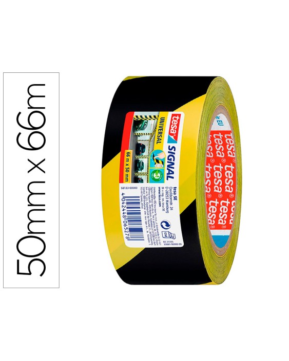 Cinta adhesiva tesa de seguridad amarilla y negra polipropileno 66 m x 50 mm