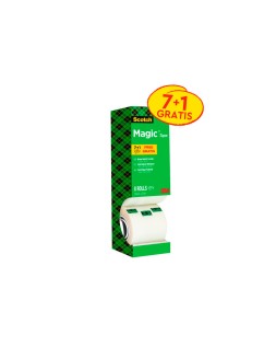 Cinta adhesiva scotch magic invisible 33 m x 19 mm pack de 8 unidades
