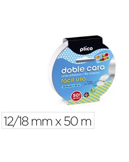 Cinta adhesiva plico doble cara facil uso 50 m x 12/18 mm