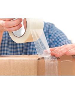 Cinta adhesiva q-connect monofilamentos transparente 50 m x 50 mm para embalaje