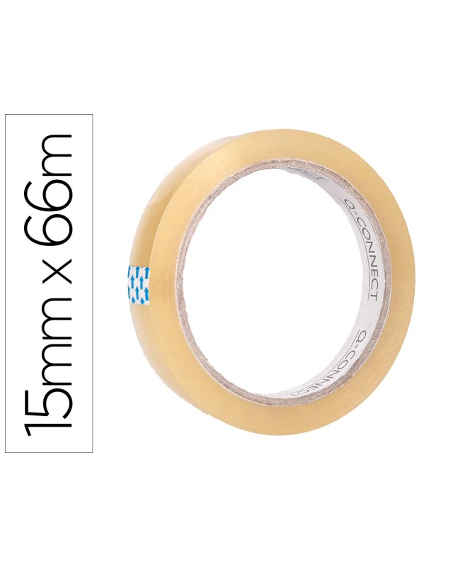 Cinta adhesiva q-connect transparente 66 m x 15 mm