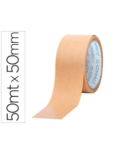 Cinta adhesiva q-connect kraft reforzado 50 m x 50 mm para embalaje