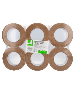 Cinta adhesiva q-connect kraft reforzado 50 m x 50 mm para embalaje