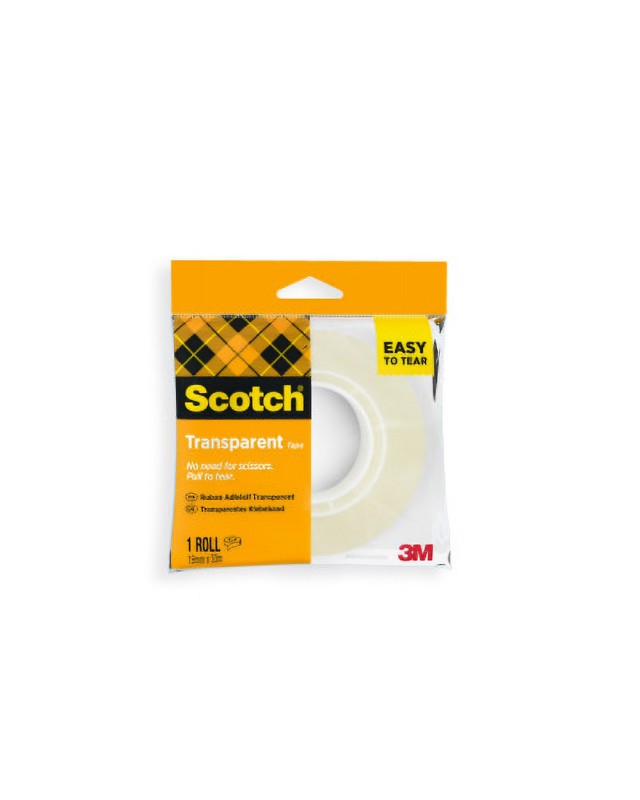 Cinta adhesiva scotch 508 transparente 33 m x 19 mm facil de cortar encelofanada individual
