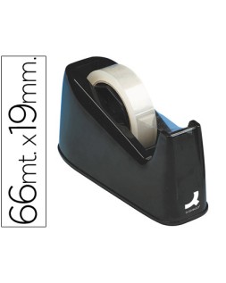 Portarrollo sobremesa q-connect plastico para cintas de 33 y 66 m color negro