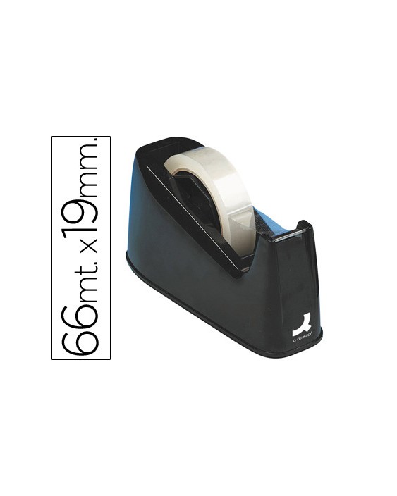 Portarrollo sobremesa q-connect plastico para cintas de 33 y 66 m color negro