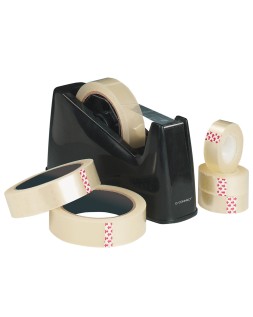 Portarrollo sobremesa q-connect plastico para cintas de 33 y 66 m color negro