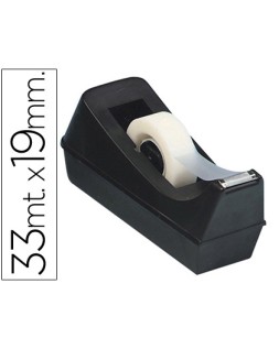 Portarrollo sobremesa q-connect plastico para cinta de 33 m color negro