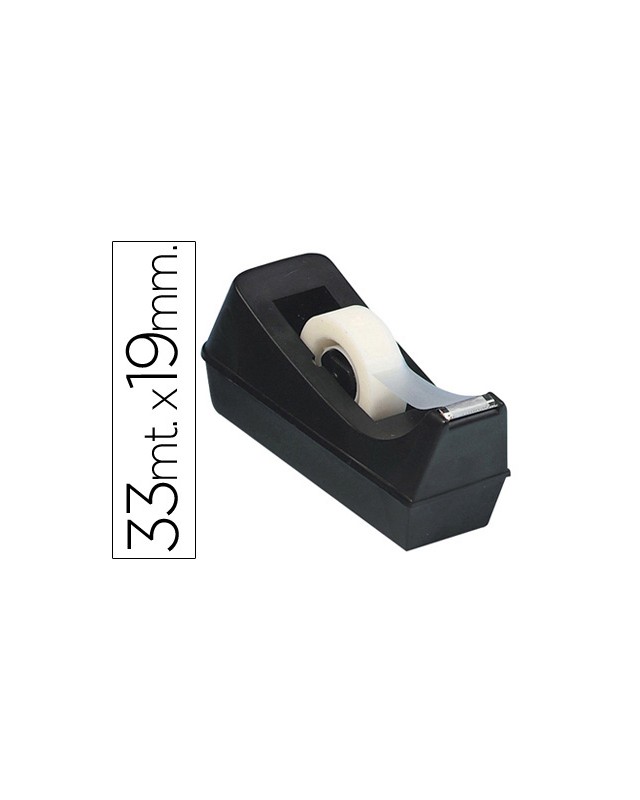 Portarrollo sobremesa q-connect plastico para cinta de 33 m color negro