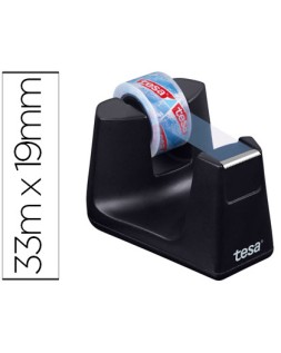 Portarrollo sobremesa tesa plastico easy cut smat para cintas de 33 m color negro