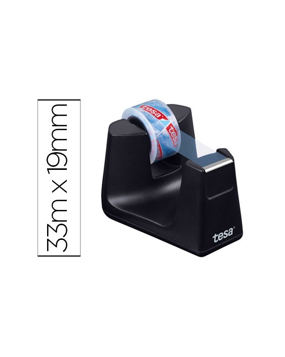 Portarrollo sobremesa tesa plastico easy cut smat para cintas de 33 m color negro