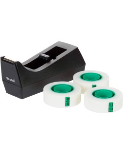 Portarrollo sobremesa scotch c38 color negro incluye 3 cintas scotch magic 33 m x 19 mm