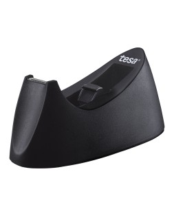 Portarrollo sobremesa tesa plastico easy cut curve negro para cinta de 33 m x19 mm + 1 cinta tesafilm transparente