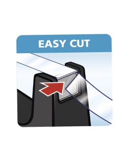 Portarrollo sobremesa tesa plastico easy cut curve negro para cinta de 33 m x19 mm + 1 cinta tesafilm transparente