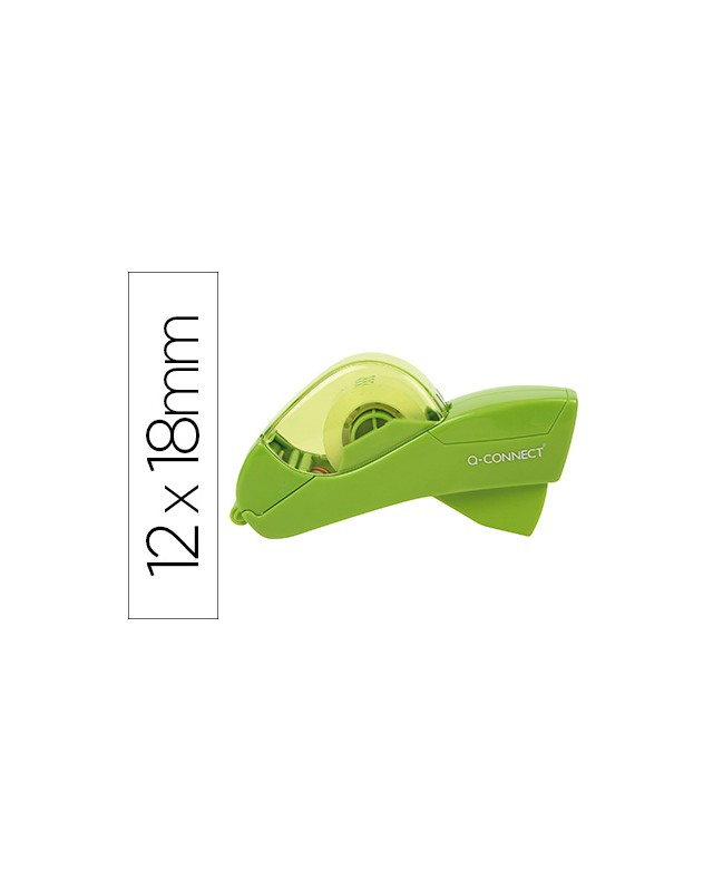 Portarrollo q-connect automatico plastico para cintas de 12 y 19 mm color verde incluye 2 cintas