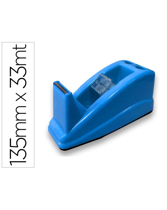 Portarrollo sobremesa q-connect plastico para cinta de 33 m color azul 135x58x60 mm