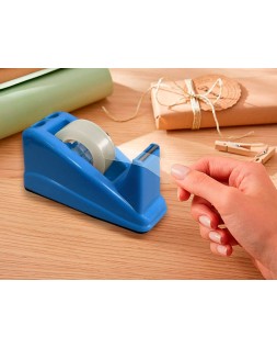 Portarrollo sobremesa q-connect plastico para cinta de 33 m color azul 135x58x60 mm