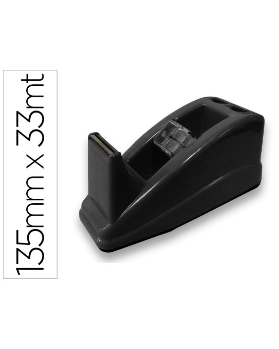Portarrollo sobremesa q-connect plastico para cinta de 33 m color negro 135x58x60 mm