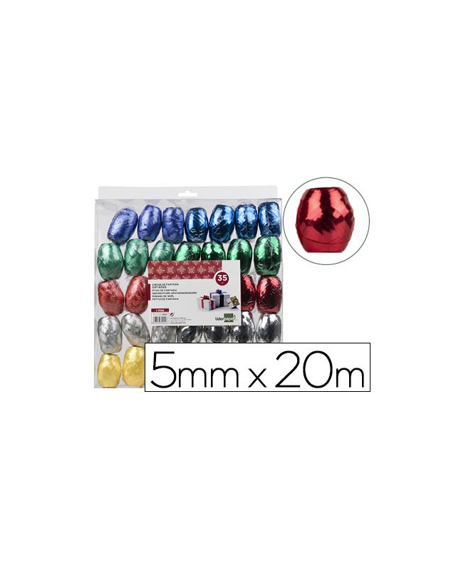 Cinta fantasia liderpapel barrilete 5 mm x 20 m colores metalizados surtidos