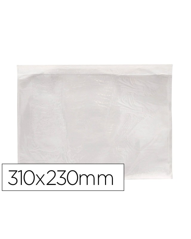 Sobre autoadhesivo q-connect portadocumentos 310x230 mm ventana transparente paquete de 100 unidades