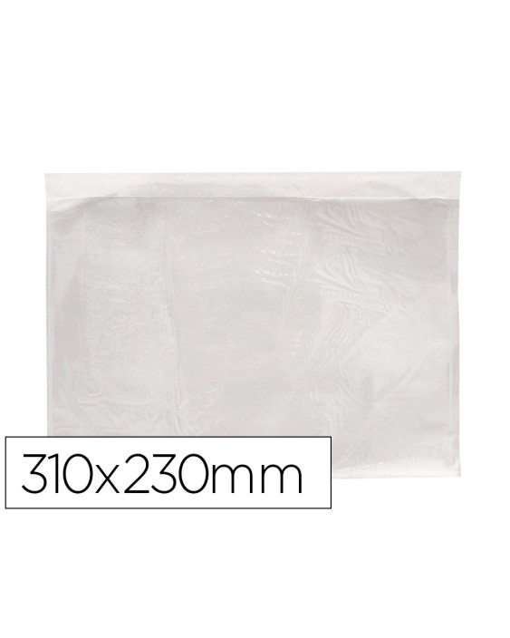 Sobre autoadhesivo q-connect portadocumentos 310x230 mm ventana transparente paquete de 100 unidades