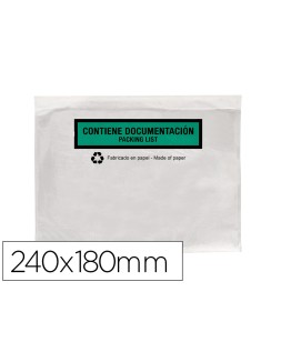 Sobre autoadhesivo q-connect portadocumentos multilingue 240x180 mm sin ventana 100% papel paquete de 100 unidades