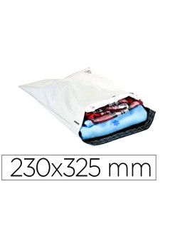 Sobre q-connect de plastico bolsa para envios 100% recicladas con autocierre color blanco 230x325 mm