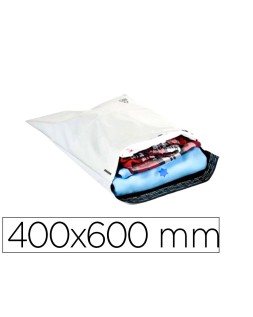 Sobre q-connect de plastico bolsa para envios 100% recicladas con autocierre color blanco 400x600 mm