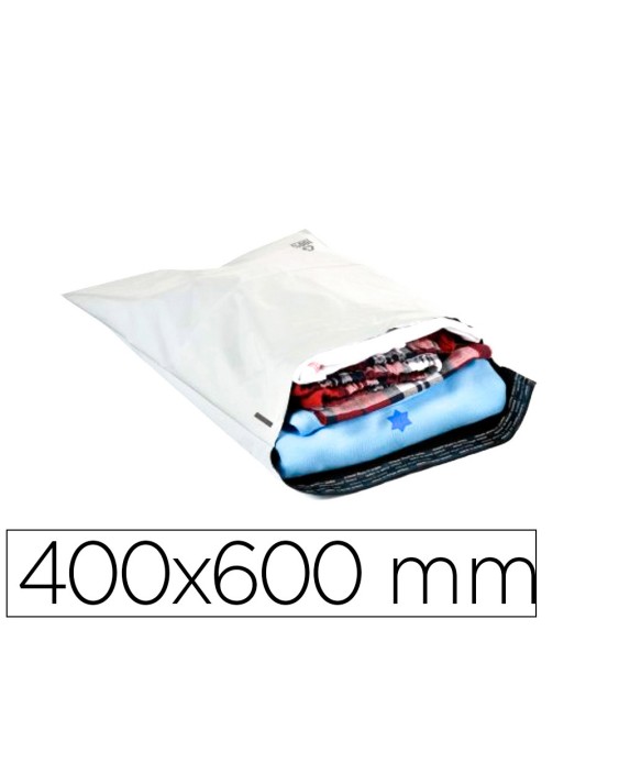 Sobre q-connect de plastico bolsa para envios 100% recicladas con autocierre color blanco 400x600 mm