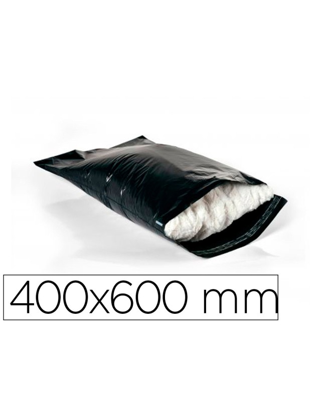 Sobre q-connect de plastico bolsa para envios 100% recicladas con autocierre color negro 400x600 mm