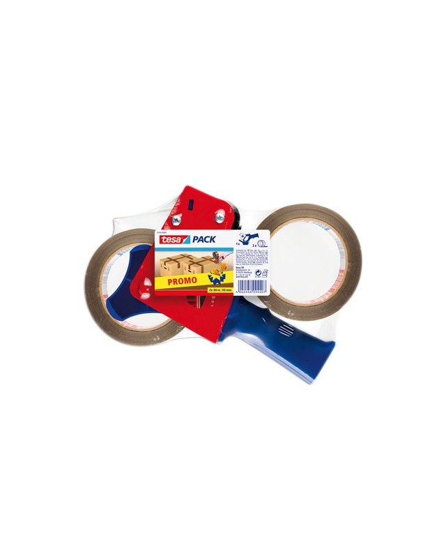 Portarrollo tesa para embalaje para rollos de 66mt x 50mm 2 rollos cinta marron